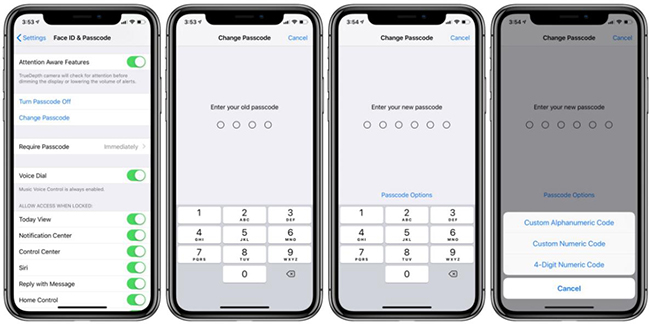 change passcode iphone