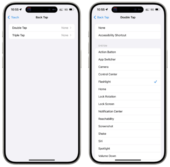 iphone double tap option