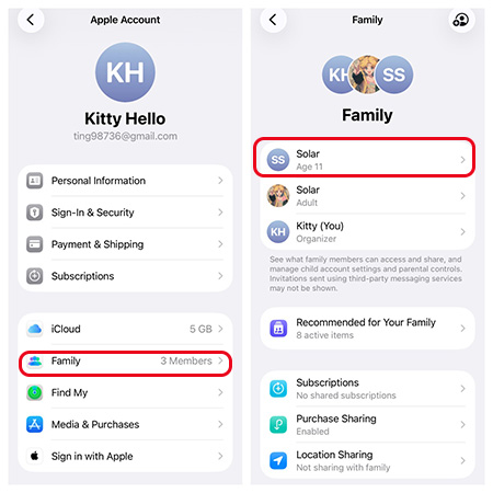 iphone family members