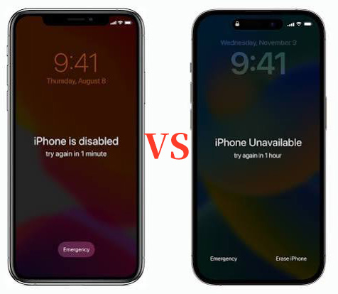 iphone is disabled vs iphone unavailable