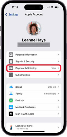 iphone payment shipping