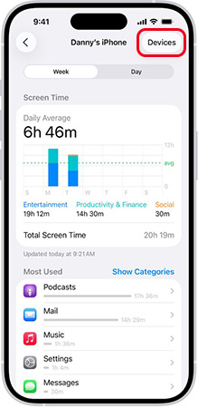 iphone screen time devices