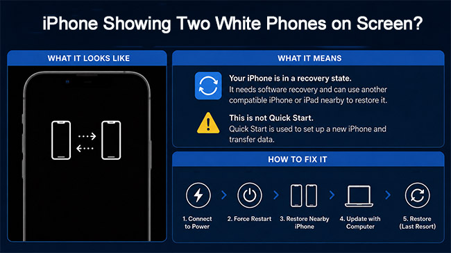 iphone showing two white phone on screen