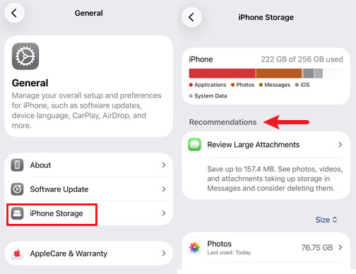 iphone storage recommendations