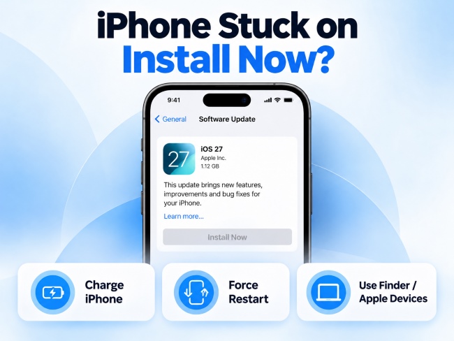 iphone stuck on install now