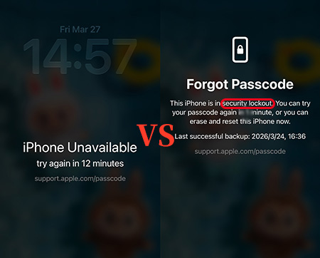 iphone unavailable vs security lockout