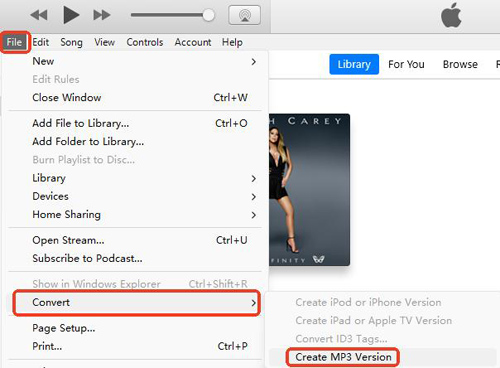 itunes create mp3 version