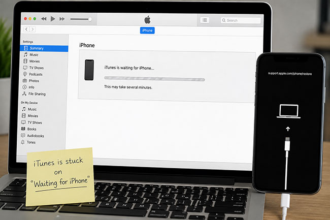 fix itunes stuck on waiting for iphone