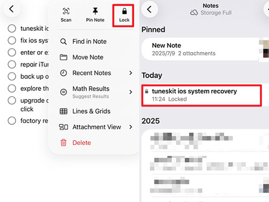 lock your notes