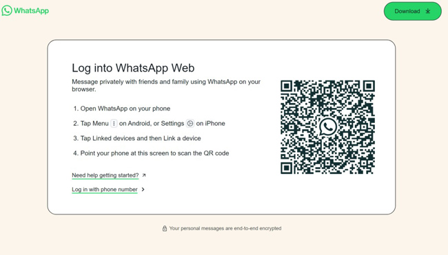 log into whatsapp web
