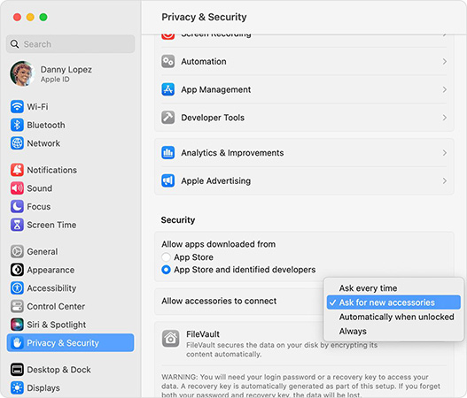 mac accessories settings