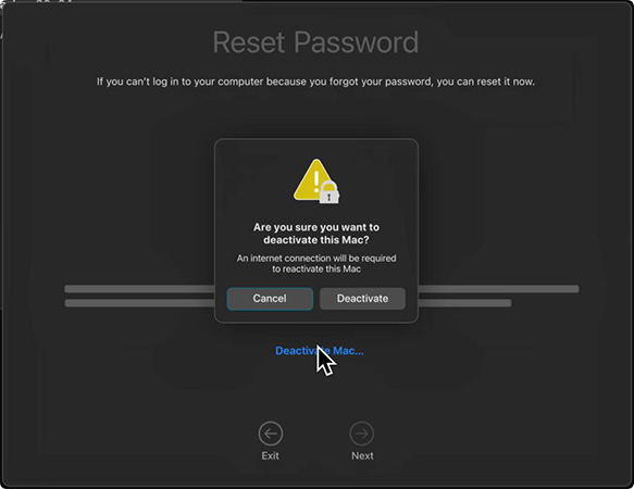 mac recovery mode deactivate screen