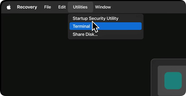 mac recovery mode terminal