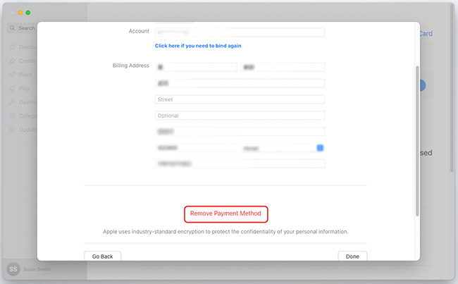 mac remove payment method