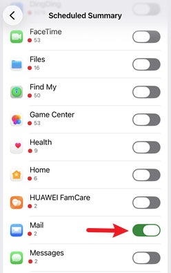 mail scheduled summary