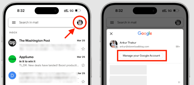 manage your google account