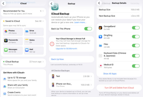 manage your icloud backup size