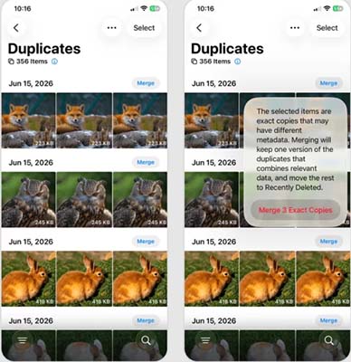 merge duplicate photos
