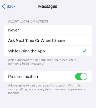 turn on location services in settings app