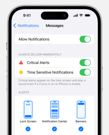 turn off critical alerts