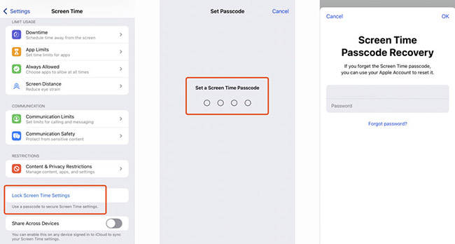 set screen time passcode