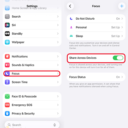 off focus share across devices