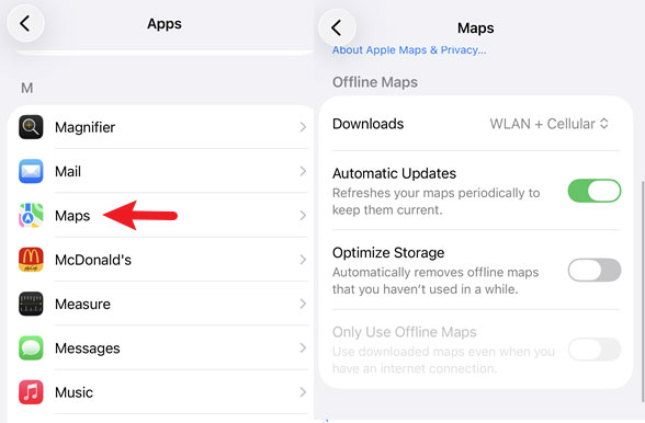 optimize maps storage