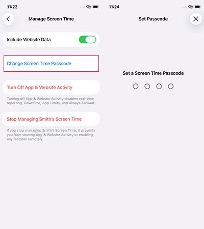 parent change child screen time
