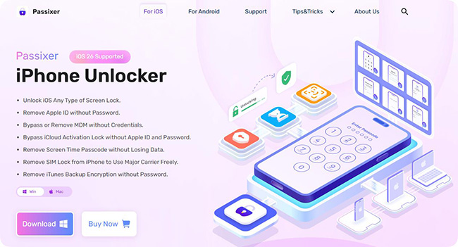 passixer iphone unlocker product page