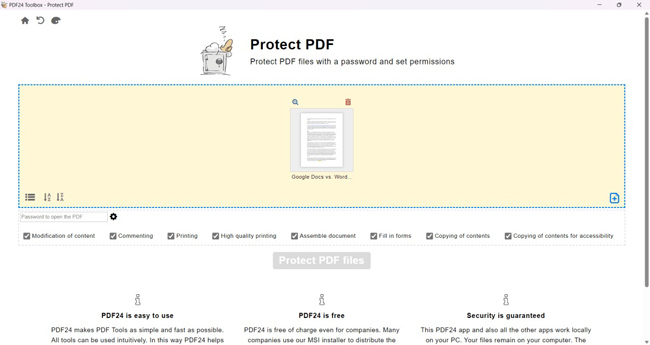 pdf24 protect pdf