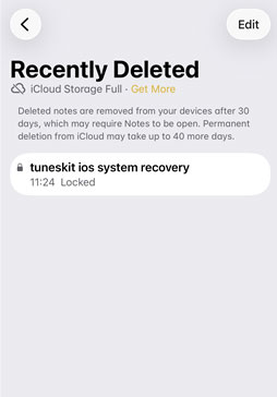 recently deleted notes