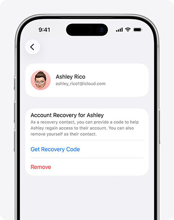 recovery contact get reocvery code