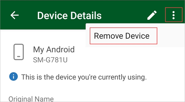 remove device from company portal on android