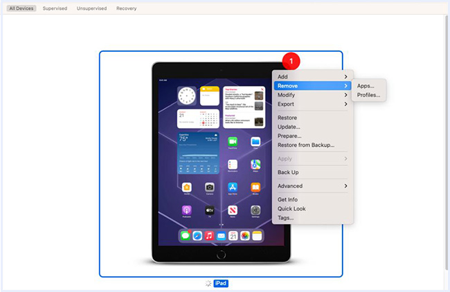 remove profile option on apple configurator