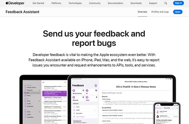 report bugs to apple