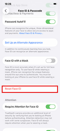 reset face id iphone
