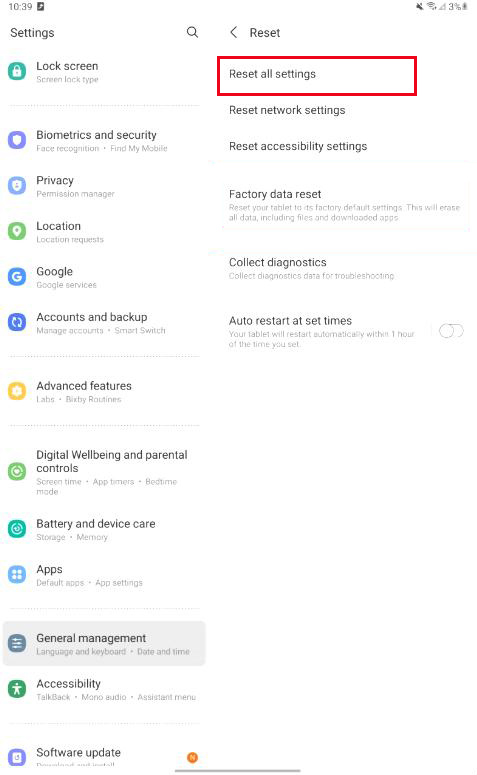 reset settings samsung tablet