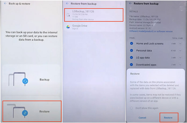 restore downlaoded apps