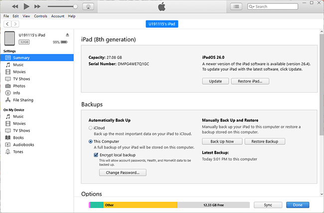 restore ipad via itunes