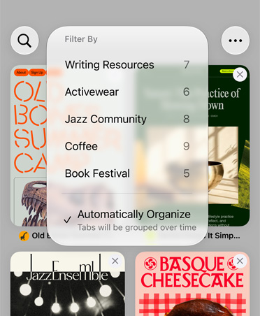 safari automatically organize ios 27