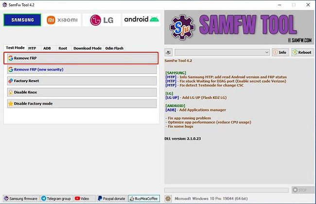 samfw tool interface