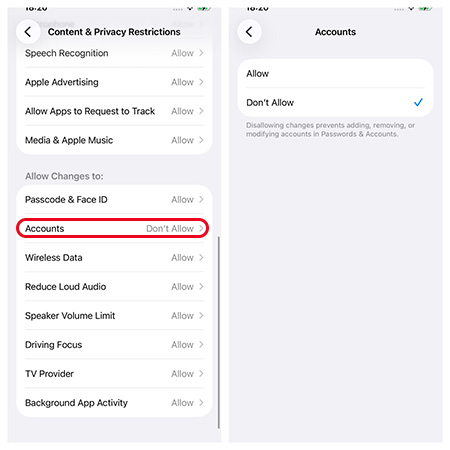 allow account changes