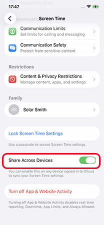 screen time share across devices