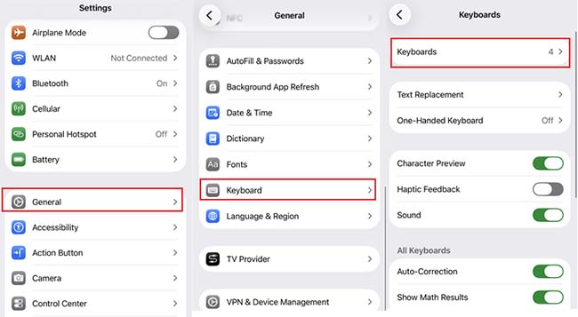 select keyboard option
