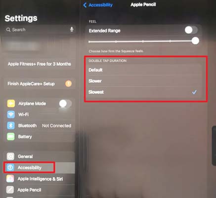 set apple pencil double tap duration