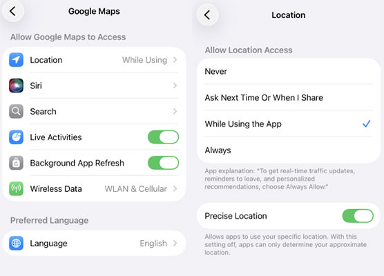 check location settings on your iphone