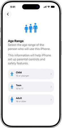 set up iphone age range