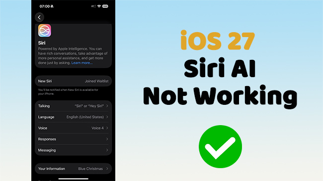 siri ai not working ios 27