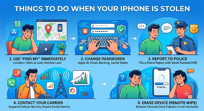 things to do when iphone is stolen