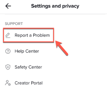 tiktok report a problem